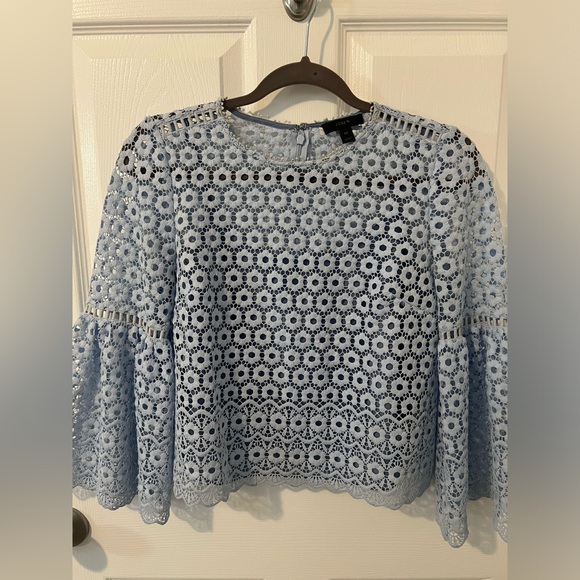 J. Crew Blue Daisylace Bell Sleeve Party Top - Picture 5 of 14